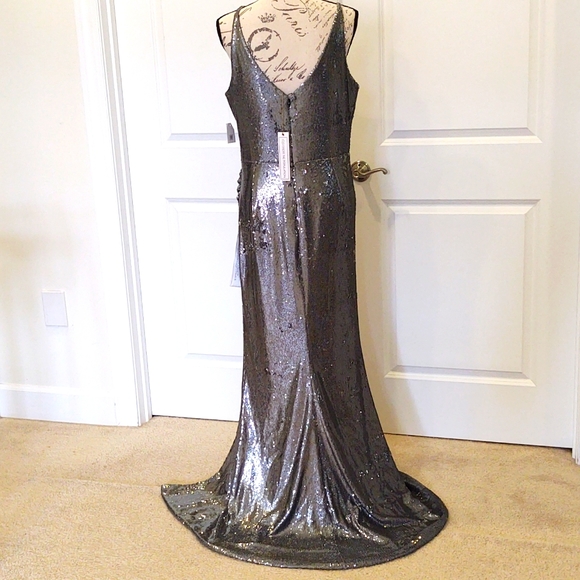 Dress the Population XL Long Silver Party Dress NWT $348 🎉 - Picture 10 of 12